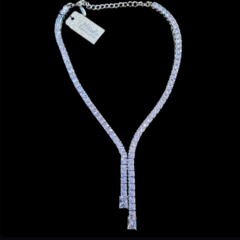 NWT NATASHA CZ ELEGANT LARGE‎ TENNIS NECKLACE